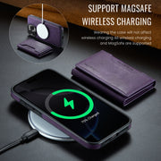 For iPhone 16 Pro Max DG.MING MAGKING-K2 Series MagSafe RFID Card Bag Detachable Phone Case(Purple)