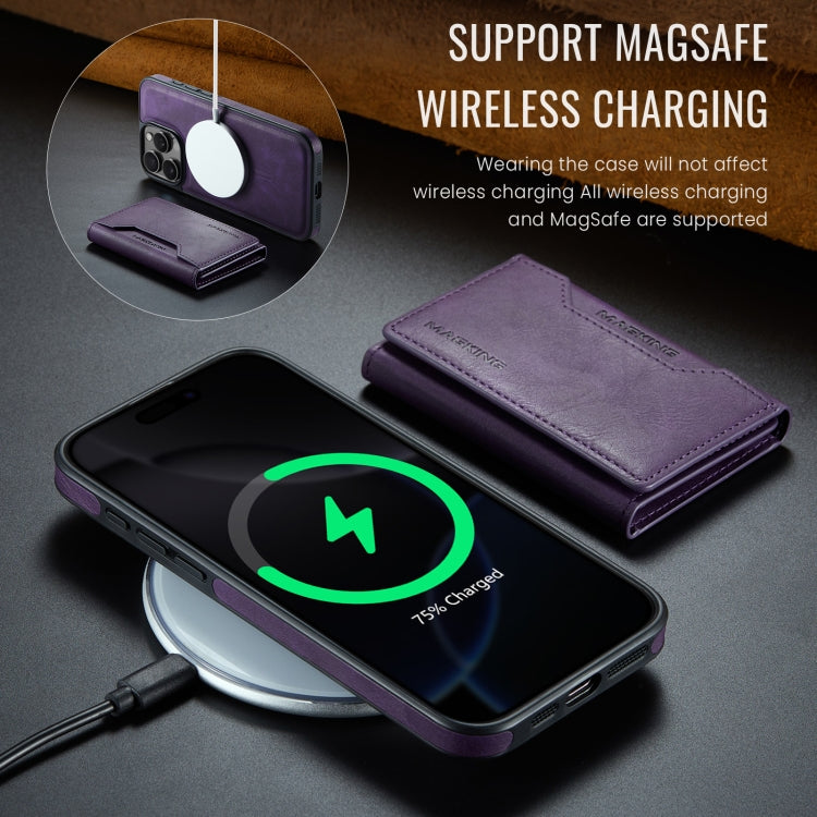 For iPhone 16 Pro Max DG.MING MAGKING-K2 Series MagSafe RFID Card Bag Detachable Phone Case(Purple)
