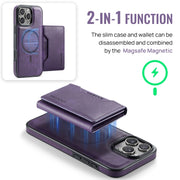 For iPhone 16 Pro Max DG.MING MAGKING-K2 Series MagSafe RFID Card Bag Detachable Phone Case(Purple)