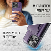 For iPhone 16 Pro Max DG.MING MAGKING-K2 Series MagSafe RFID Card Bag Detachable Phone Case(Purple)