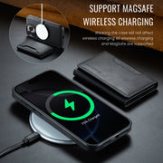 For iPhone 16 Pro DG.MING MAGKING-K2 Series MagSafe RFID Card Bag Detachable Phone Case(Black)