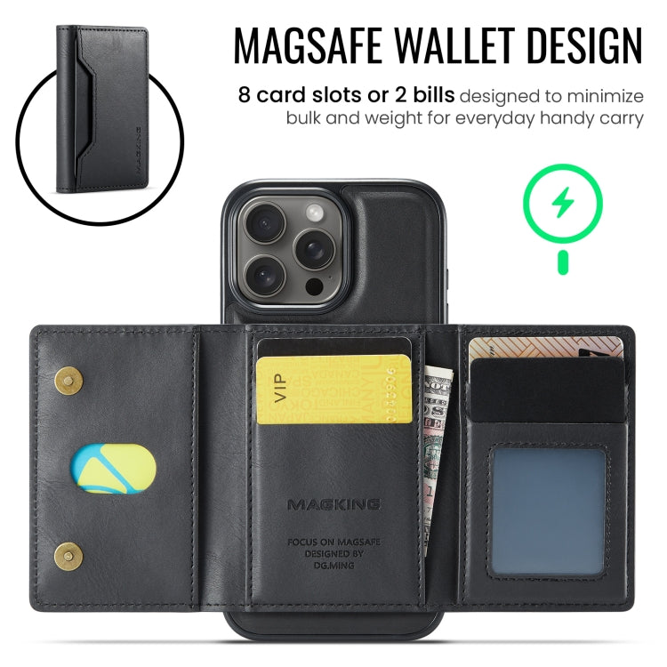 For iPhone 16 Pro DG.MING MAGKING-K2 Series MagSafe RFID Card Bag Detachable Phone Case(Black)
