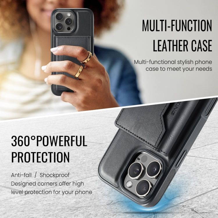 For iPhone 16 Pro DG.MING MAGKING-K2 Series MagSafe RFID Card Bag Detachable Phone Case(Black)