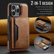 For iPhone 16 Pro DG.MING MAGKING-K2 Series MagSafe RFID Card Bag Detachable Phone Case(Brown)