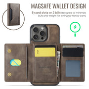 For iPhone 16 Pro DG.MING MAGKING-K2 Series MagSafe RFID Card Bag Detachable Phone Case(Coffee)