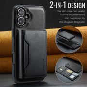 For iPhone 16 Plus DG.MING MAGKING-K2 Series MagSafe RFID Card Bag Detachable Phone Case(Black)