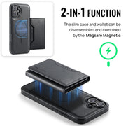 For iPhone 16 Plus DG.MING MAGKING-K2 Series MagSafe RFID Card Bag Detachable Phone Case(Black)