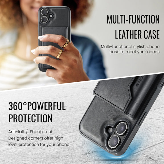 For iPhone 16 Plus DG.MING MAGKING-K2 Series MagSafe RFID Card Bag Detachable Phone Case(Black)