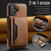 For iPhone 16 Plus DG.MING MAGKING-K2 Series MagSafe RFID Card Bag Detachable Phone Case(Brown)