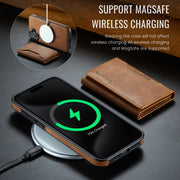 For iPhone 16 Plus DG.MING MAGKING-K2 Series MagSafe RFID Card Bag Detachable Phone Case(Brown)