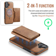 For iPhone 16 Plus DG.MING MAGKING-K2 Series MagSafe RFID Card Bag Detachable Phone Case(Brown)