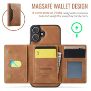 For iPhone 16 Plus DG.MING MAGKING-K2 Series MagSafe RFID Card Bag Detachable Phone Case(Brown)