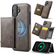 For iPhone 16 Plus DG.MING MAGKING-K2 Series MagSafe RFID Card Bag Detachable Phone Case(Coffee)