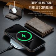 For iPhone 16 Plus DG.MING MAGKING-K2 Series MagSafe RFID Card Bag Detachable Phone Case(Coffee)