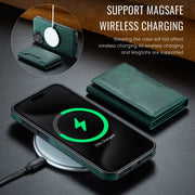For iPhone 16 Plus DG.MING MAGKING-K2 Series MagSafe RFID Card Bag Detachable Phone Case(Green)