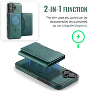 For iPhone 16 Plus DG.MING MAGKING-K2 Series MagSafe RFID Card Bag Detachable Phone Case(Green)