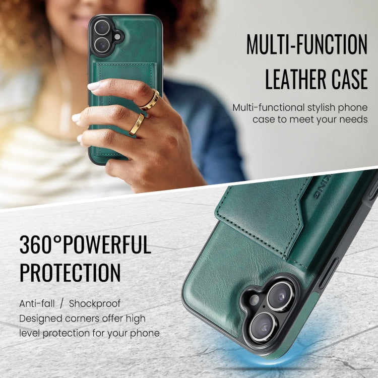 For iPhone 16 Plus DG.MING MAGKING-K2 Series MagSafe RFID Card Bag Detachable Phone Case(Green)