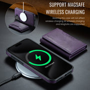 For iPhone 16 Plus MAGKING K2 Series MagSafe RFID Card Bag Detachable Phone Case(Purple)