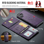 For iPhone 16 Plus MAGKING K2 Series MagSafe RFID Card Bag Detachable Phone Case(Purple)