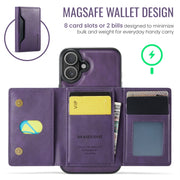 For iPhone 16 Plus MAGKING K2 Series MagSafe RFID Card Bag Detachable Phone Case(Purple)