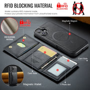 For iPhone 16 DG.MING MAGKING-K2 Series MagSafe RFID Card Bag Detachable Phone Case(Black)