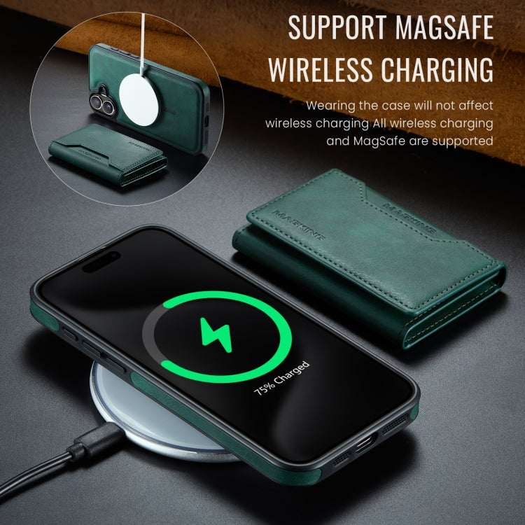 For iPhone 16 DG.MING MAGKING-K2 Series MagSafe RFID Card Bag Detachable Phone Case(Green)