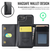For iPhone 16e DG.MING MAGKING-K2 Series MagSafe RFID Card Bag Detachable Phone Case(Black)