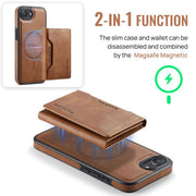 For iPhone 16e DG.MING MAGKING-K2 Series MagSafe RFID Card Bag Detachable Phone Case(Brown)