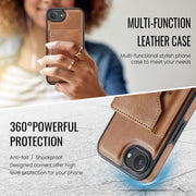 For iPhone 16e DG.MING MAGKING-K2 Series MagSafe RFID Card Bag Detachable Phone Case(Brown)