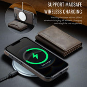 For iPhone 16e DG.MING MAGKING-K2 Series MagSafe RFID Card Bag Detachable Phone Case(Coffee)