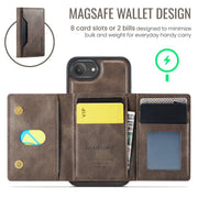 For iPhone 16e DG.MING MAGKING-K2 Series MagSafe RFID Card Bag Detachable Phone Case(Coffee)