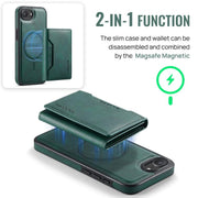 For iPhone 16e DG.MING MAGKING-K2 Series MagSafe RFID Card Bag Detachable Phone Case(Green)