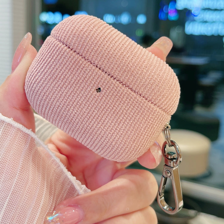 For AirPods Pro Corduroy Cloth Pattern Earphone Protective Case(Pink)