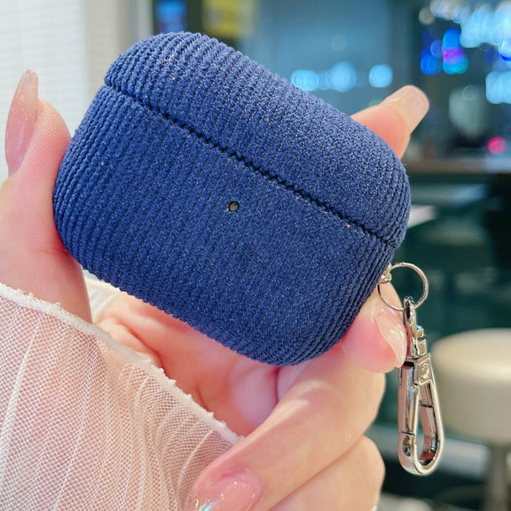 For AirPods Pro 2 Corduroy Cloth Pattern Earphone Protective Case(Royal Blue)