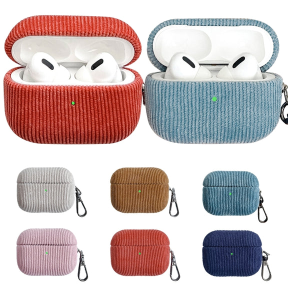 For AirPods Pro 2 Corduroy Cloth Pattern Earphone Protective Case(Khaki)