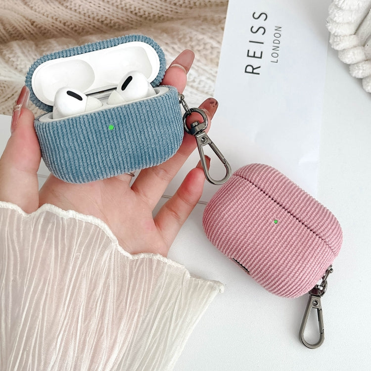 For AirPods Pro 2 Corduroy Cloth Pattern Earphone Protective Case(Khaki)
