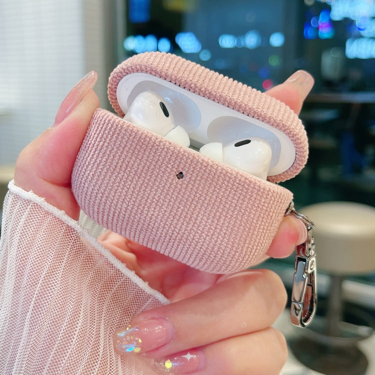 For AirPods Pro 2 Corduroy Cloth Pattern Earphone Protective Case(Khaki)