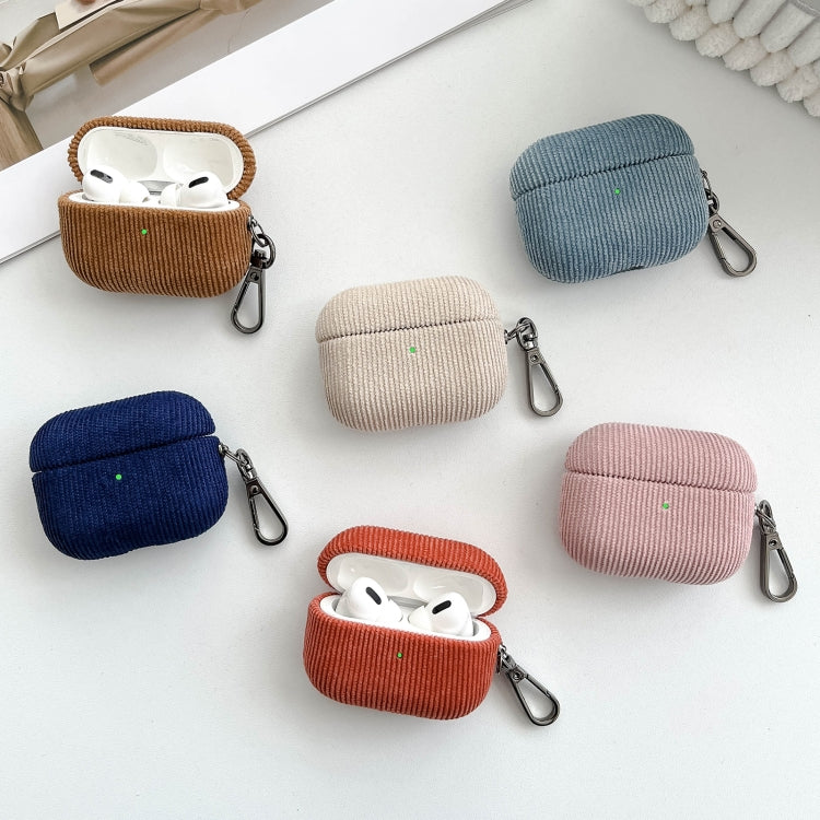 For AirPods Pro 2 Corduroy Cloth Pattern Earphone Protective Case(Khaki)