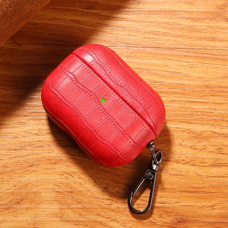 For AirPods Pro 2 Crocodile Texture Earphone Protective Case(Red)