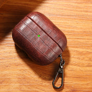For AirPods Pro Crocodile Texture Earphone Protective Case(Dark Brown)