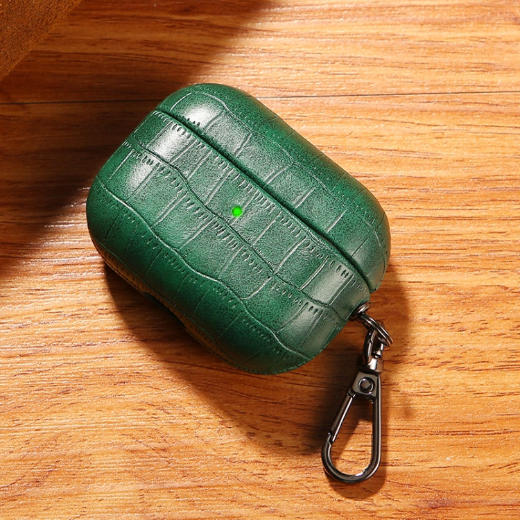 For AirPods Pro Crocodile Texture Earphone Protective Case(Dark Green)