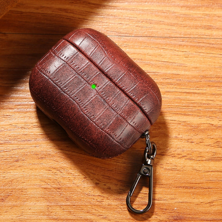 For AirPods 4 Crocodile Texture Earphone Protective Case(Dark Brown)