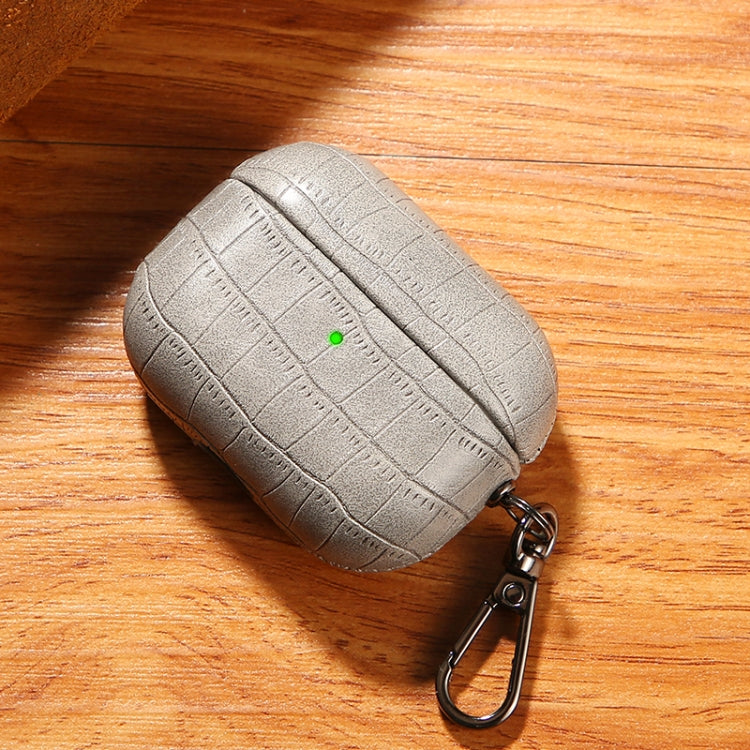 For AirPods 4 Crocodile Texture Earphone Protective Case(Grey)