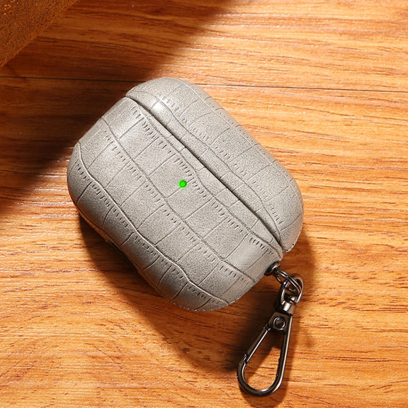 For AirPods 4 Crocodile Texture Earphone Protective Case(Grey)