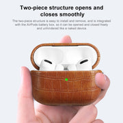 For AirPods 4 Crocodile Texture Earphone Protective Case(Grey)