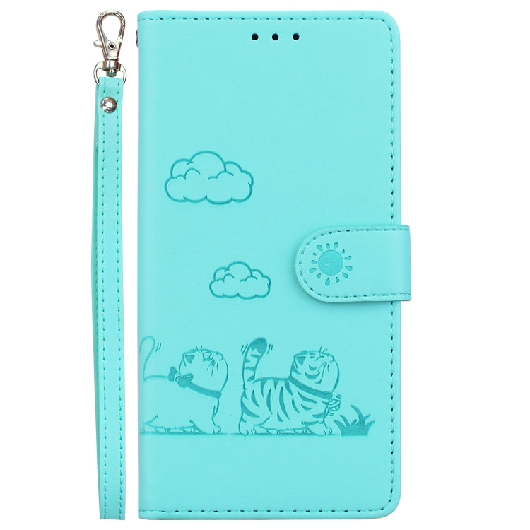 For Tecno Spark Go 2024 / 20 / 20C Cute Cats RFID Leather Phone Case(Green)