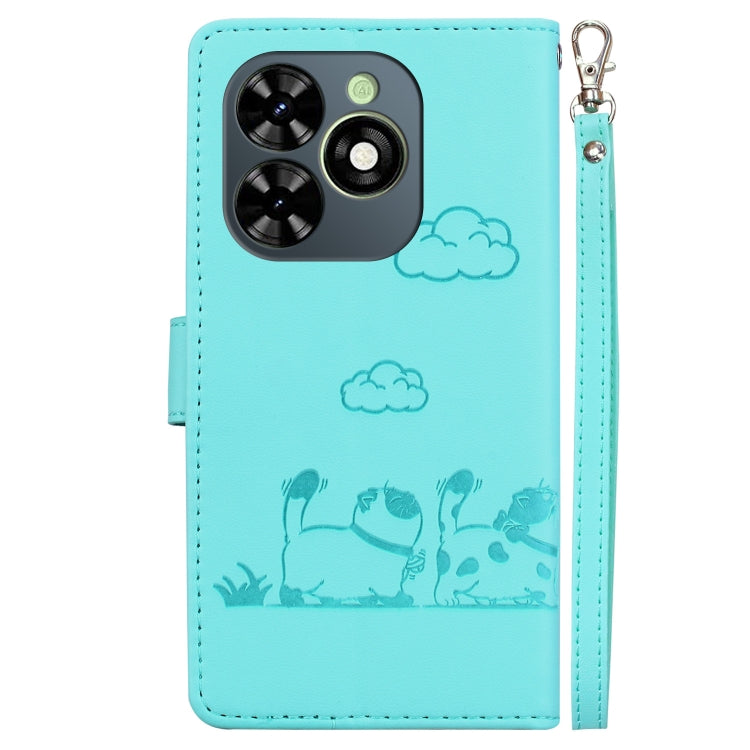 For Tecno Spark Go 2024 / 20 / 20C Cute Cats RFID Leather Phone Case(Green)