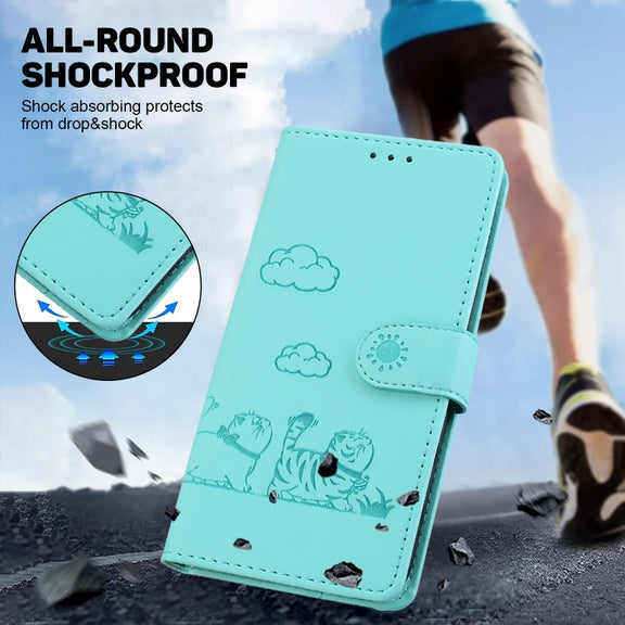For Tecno Spark Go 2024 / 20 / 20C Cute Cats RFID Leather Phone Case(Green)