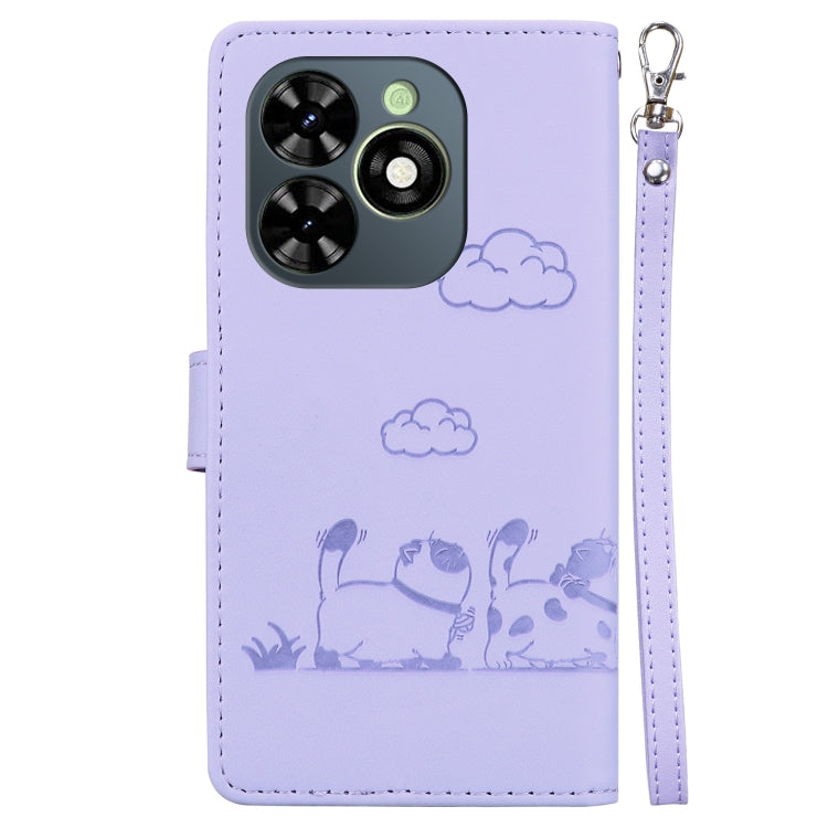 For Tecno Spark Go 2024 / 20 / 20C Cute Cats RFID Leather Phone Case(Purple)