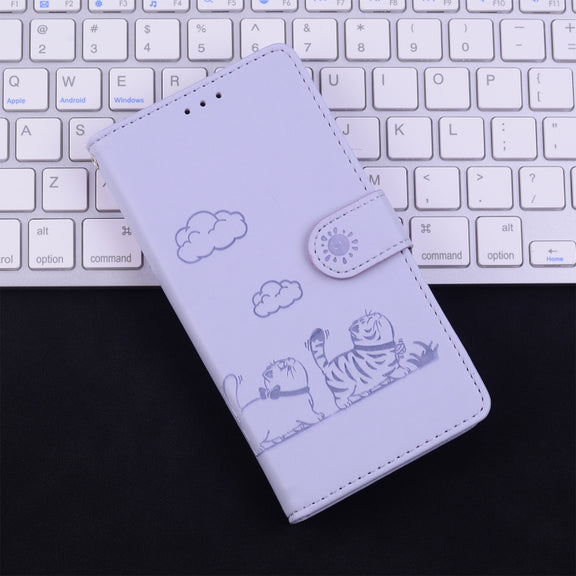 For Tecno Spark Go 2024 / 20 / 20C Cute Cats RFID Leather Phone Case(Purple)